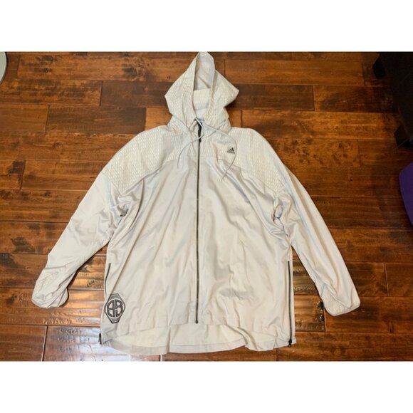 Adidas Men's Gray Zip-Up Hooded Windbreaker Jacket, Size 3XL - Picture 1 of 6